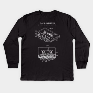 Tape Cassette Patent White Kids Long Sleeve T-Shirt